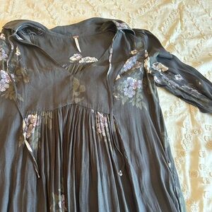 Free People Floral Maxi Dress - Gray and Purple